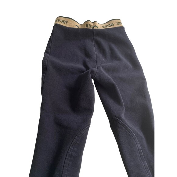 Riding Sport Horse Back Riding Breeches Girls Size Large Black Tan Waist Band - Picture 9 of 11